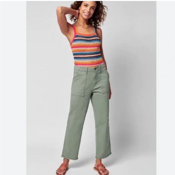 Faherty Pants - Faherty Organic Cotton Utility Raw Hem Straight Leg Pants Sage Green Size 28